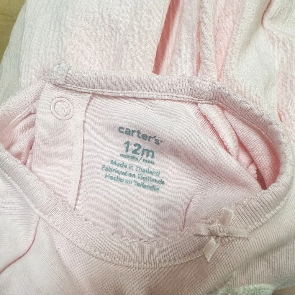 Carters Pink Cap Sleeve Easter Bunny Embroidered Dress Baby Girl Size 12M